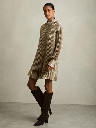 Reiss Womens Green Striped Belted Mini Dress, Size: 4