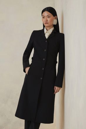 Karen Millen The Founder Italian Technical Stretch Tab Tailored Maxi Coat