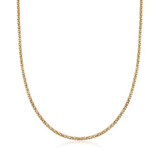 Ross-Simons Italian 2mm 14kt Yellow Gold Popcorn Chain Necklace