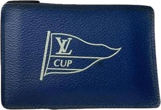 Louis Vuitton Vintage, unisex, Blauw, ONE Size, Leer, Pre-owned Vintage Americas Cup Card Holder