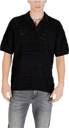 Only & Sons Zwarte V-hals gebreide trui voor mannen - Heren - V-hals truien - Zwart - 2XL - Katoen - Truien & Vesten