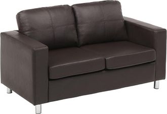 Vente-Unique Sof&aacute; 2 plazas de piel sint&eacute;tica ACKLEY - Marr&oacute;n