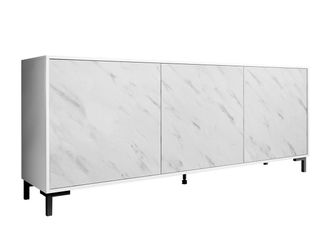 Mirjan24 Aparador Charlotte 158, Blanco + M&aacute;rmol Blanco, 81x200cm, N&uacute;mero De Puertas: 345cm, Aglomerado Laminado