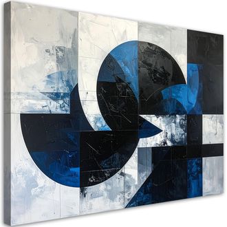 Feeby Cuadro Sobre Lienzo, Formas Abstractas De C&iacute;rculos Azul, 120x80