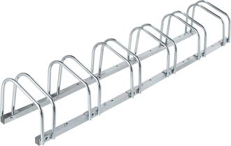 Relaxdays Relaxdays - Soportes Bicicleta Suelo, Para 6 Bicis, Ancho De Neum&aacute;tico Hasta 60 Mm, Met&aacute;lico, Garaje, Portabicis, Plateado