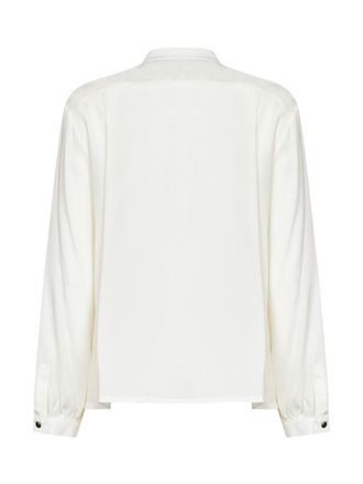 Max Mara Ruffled Neck Tie Shirt - White
