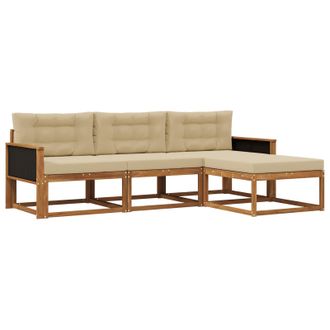 vidaXL Conjunto De Sof&aacute;s De Exterior Con Coj&iacute;n 4 Pcs Natural Y Beige Vidaxl