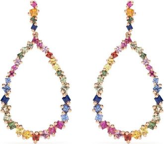 Suzanne Kalan 18kt rose gold Princess Rainbow sapphire pear drop earrings - women - 18kt Rose Gold/Sapphire - One Size