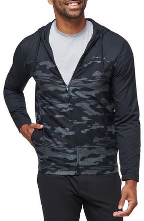 Travis Mathew Camo Zip Hoodie in Black at Nordstrom, Size Medium