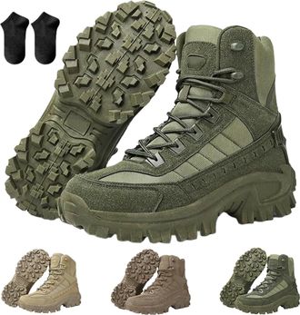 Generic Mens Orthopedic Support Anti-Puncture Work Boots,Waterproof Anti-Sprain Hiking Boot,Lightweight Tactical Combat Boots (Army Green, Adult, Adult, Men, 