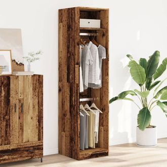 Berkfield Home Wardrobe Old Wood 50x50x200 cm Engineered Wood in Brown | Size: 50 x 50 x 200 cm
