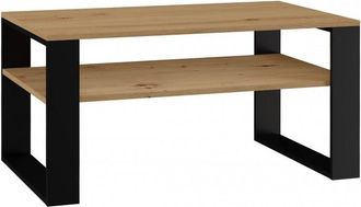 Hucoco Hucoco - Asisa - Mesita Rectangular Estilo Loft - Dimensiones 90x58x50 Cm - Mesita Con Balda