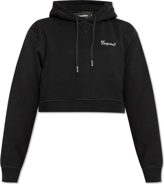 Dsquared2 Hoodie met logo - Dames - Hoodies - Zwart - S - Katoen - Hoodies & sweatvesten