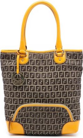 Fendi Pre-owned Printed Leather Trim Tote - Dames - Vintage Shopper - Bruin - ONE Size - Vintage