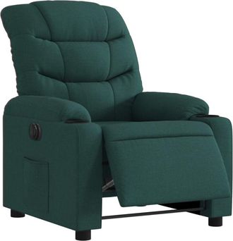 vidaXL Vidaxl - Sill&oacute;n Reclinable El&eacute;ctrico Tela Verde Oscuro