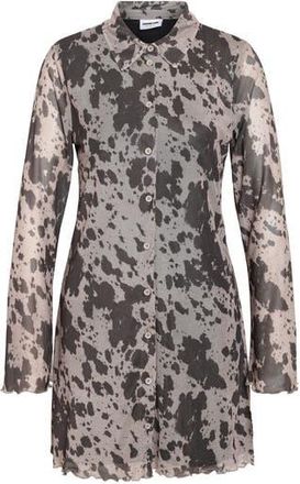 Noisy May Gracie Long Sleeve Mini Shirtdress in Birch Aop Black Cow at Nordstrom Rack, Size X-Small