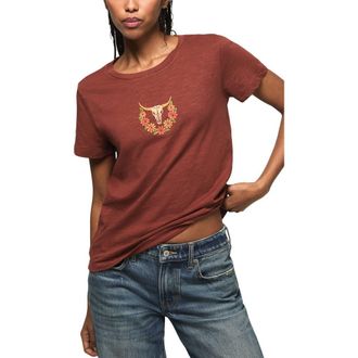 Lucky Brand Floral Steer Embroidered T-Shirt in Terracotta at Nordstrom, Size X-Large