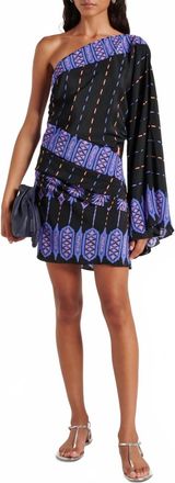 Johanna Ortiz Canyon Mini Dress In Nomadic Black/blue/salmon