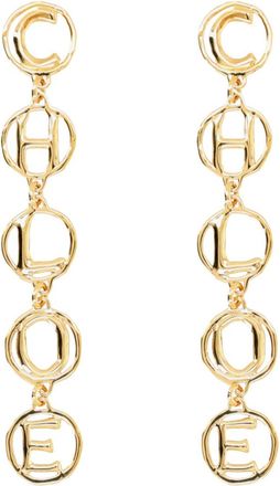 Chlo&eacute; Golden Logo Drop Earrings