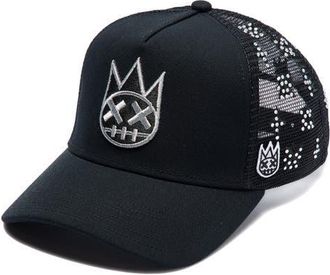 Cult of Individuality Shimuchan Logo Crystal Embellished Trucker Hat in Black at Nordstrom