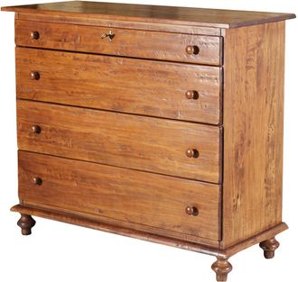 Biscottini International Biscottini - C&oacute;moda De Estilo Country De Madera Maciza De Tilo Acabado Con Efecto Nogal 114x49x99 Cm