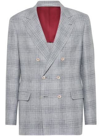 Brunello Cucinelli Geruite blazer - Grijs