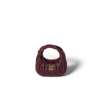 Miu Miu Wander Matelass&eacute; Nappa Leather Hobo Mini-bag, Woman, Burgundy