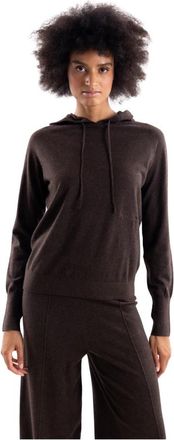 Hinnominate Hooded Knit Sweatshirt - Dames - Hoodies - Bruin - L - Katoen - Hoodies & sweatvesten