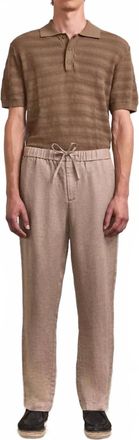 Frescobol Carioca Oscar Linen Chinos Pant In Khaki
