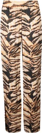 Roberto Cavalli High-waisted broek met tijgerprint - Dames - Straight fit broeken - Veelkleurig - M - Broeken