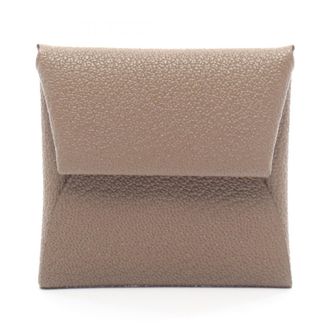 Herm&egrave;s Bastia Etoupe Gray Gray Chevre Leather Leather Coin Purse/Coin Case (Pre-Owned)