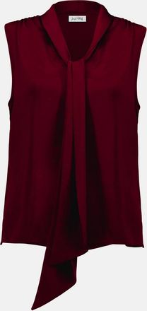 Joseph Ribkoff Womens Recycled Satin Tie Neck Top In Merlot