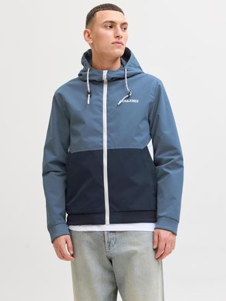 Jack & Jones Blouson JACK & JONES JJERUSH mit Kapuze, Herren, Gr. XXL, blau mirage detail:navy blazer, wei&szlig; blocking, Web, Obermaterial: 100% Polyester, colorblock