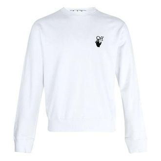 Off-white Mens Off-White FW21 Arrow Printing Pullover Round Neck Long Sleeves Loose Fit White OMBA025F21FLE0060110