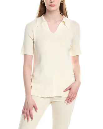 Lafayette 148 New York Split Neck Polo Sweater