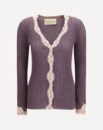 Valentino Cardigan in maglia lurex con pizzo Woman L