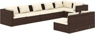 vidaXL 8 Pcs Garden Lounge Set Con Coj&iacute;n Mimbre Pe Brown