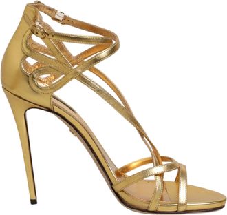 Dolce & Gabbana Gold Leather Keira Heels Sandals Womens Shoes