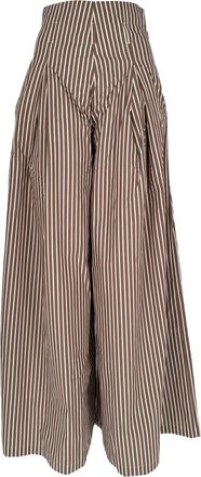 Maria de la Orden Maria De La Orden Striped Wide-Leg Trousers in Brown Cotton