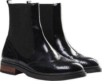 Mos Mosh Klassieke Italiaanse Leren Brogue Laarzen 156710 Zwart - Dames - Enkellaarsjes - Zwart - 36 EU - Leer - Schoenen