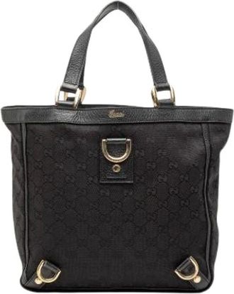 Gucci Pre-owned Tote Bags, female, Black, Size: ONE SIZE Pre-owned Canvas Tote
