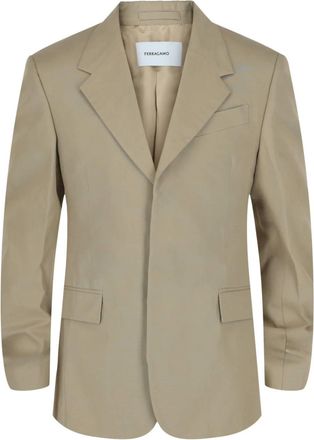 Ferragamo Womens Single-Breasted Blazer In Beige