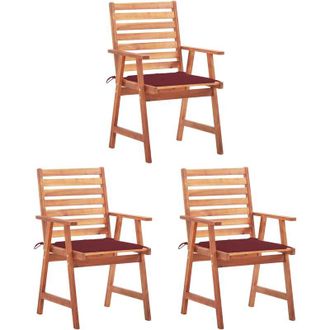 vidaXL Vidaxl - Sillas Comedor De Jard&iacute;n 3 Uds Madera Maciza Acacia Y Cojines