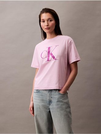 Calvin Klein Jeans Calvin Klein Womens Monogram Boxy T-Shirt - Pink - S