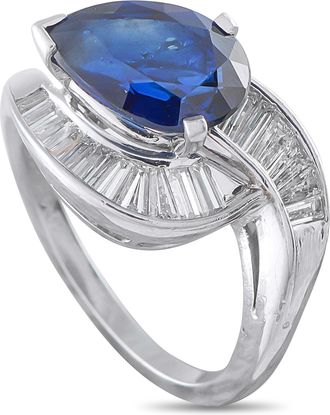 Luxury Bazaar Platinum 1.0ct Diamond and Sapphire Ring MF16-062526