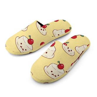 Generic Panna Cotta Cakes with Cherries Mens House Slippers Slip Indoor Slipper On Shoes Warm Outdoor
