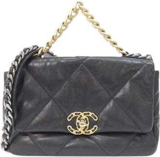 Chanel Pre-owned 19 Goatskin Shoulder Bag - Dames - Vintage Schoudertas - Zwart - ONE Size - Leer - Vintage