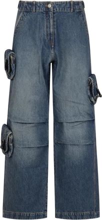 Coperni Wide Jeans, female, Blue, S, Wide-leg Denim Cargo Trousers