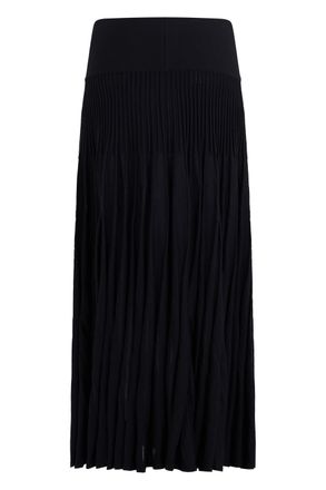 Alaia Womens Pleated Wool Skirt Black Virgin