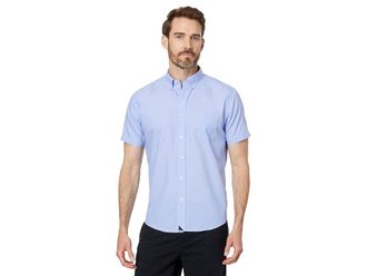UNTUCKit Wrinkle Free Short Sleeve Hillstowe Shirt Mens Clothing Blue : LG Regular Fit, Cotton/Down